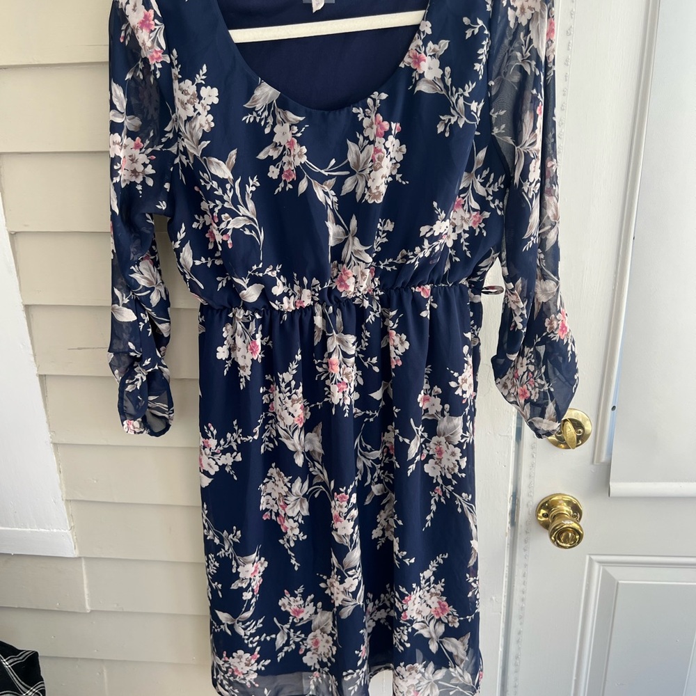 Pink Blush Maternity Midi Chiffon dress floral pink/blue